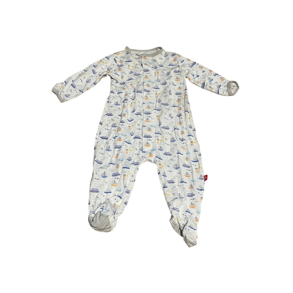 Magnetic Me Sailboat Magnetic Footie Pajama Sleeper 3-6 Months Nautical I09
